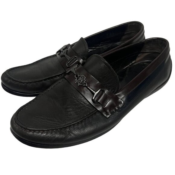 Roberto Cavalli Men Black Italian Leather Horse Bit Loafers Driving Shoes US 9.5 - Picture 2 of 11